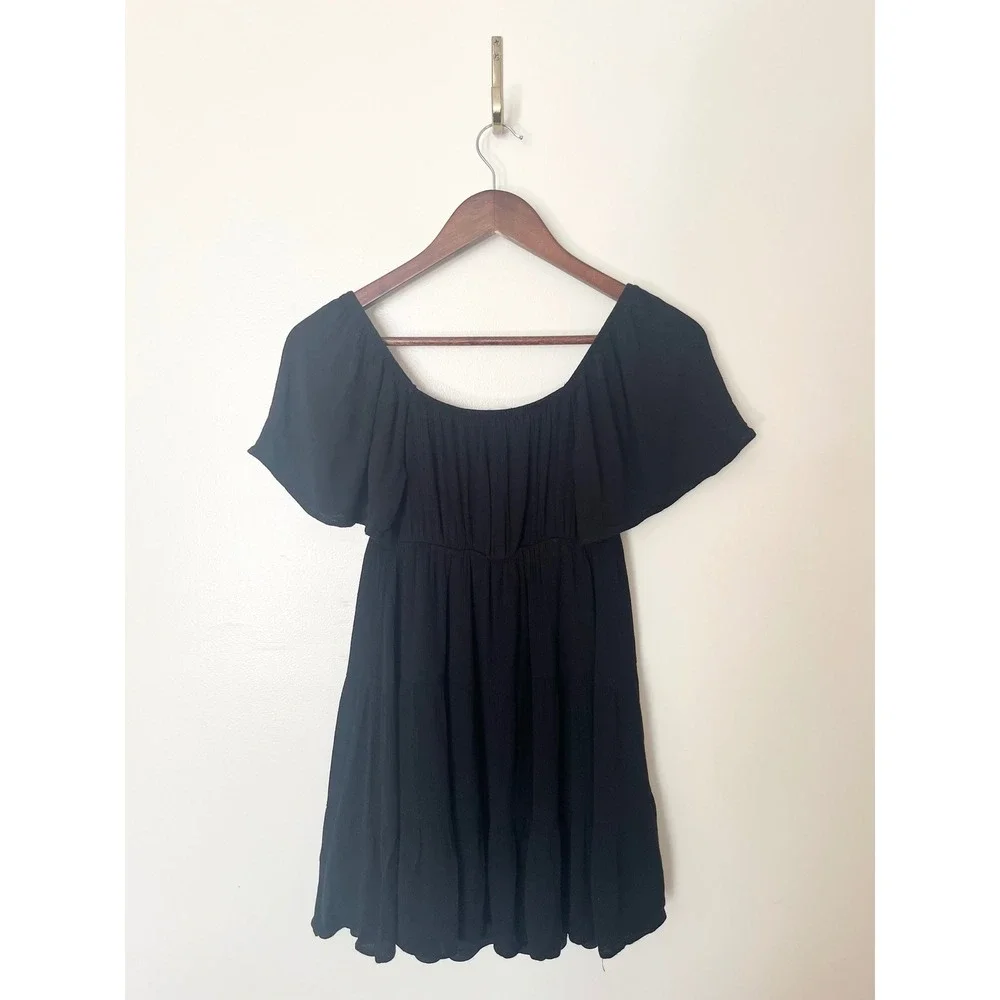 Altar'd‎ State Black Tiered Babydoll Dress Flutter Sleeve Casual Summer XS